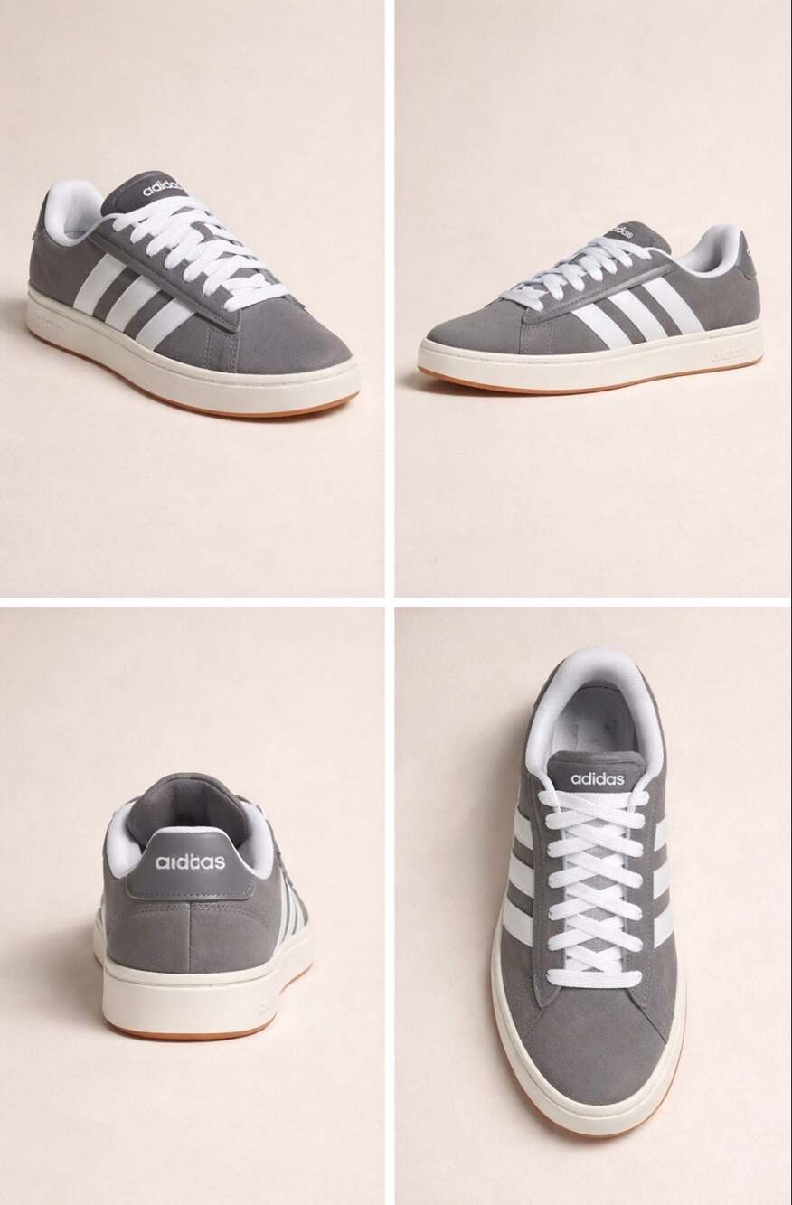 adidas Men's Grand Court Alpha 00s Shoes in Grey/White/Gum